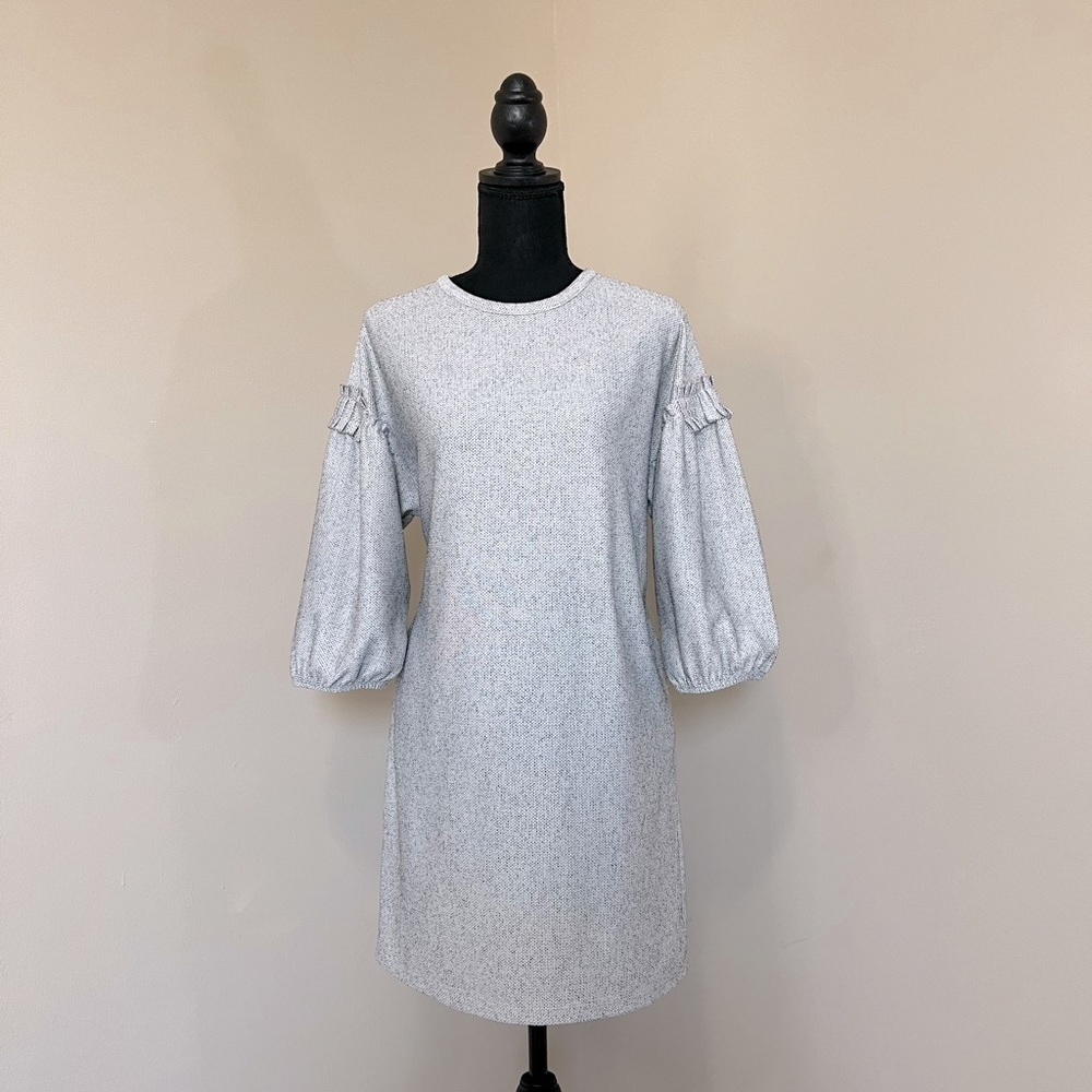 Stradivarius Shirt Dress Womens Gray Small puff sleeves
